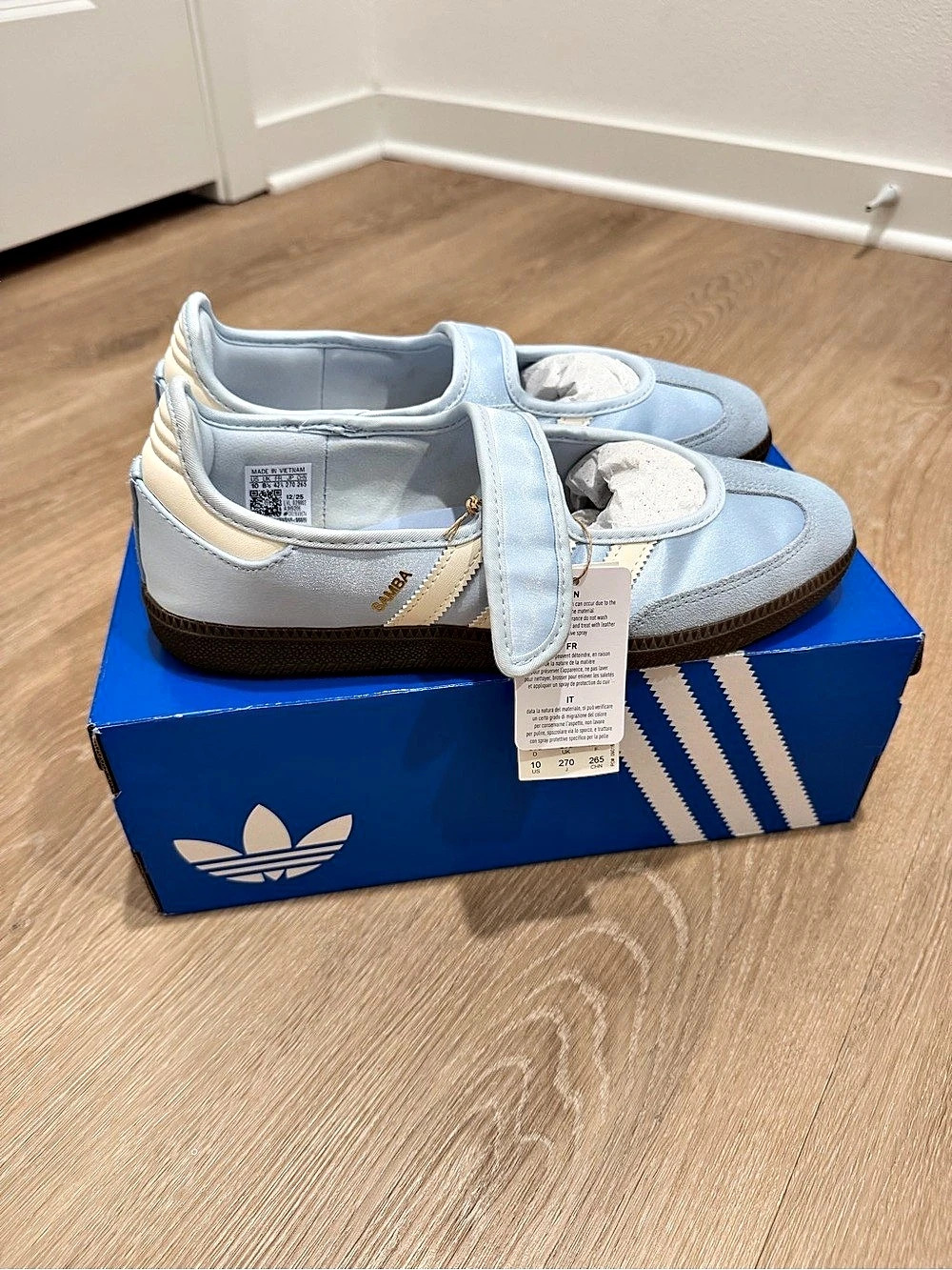 NWT adidas Samba Jane Mary Jane Sneakers Blue & White US 10 - Picture 3 of 6